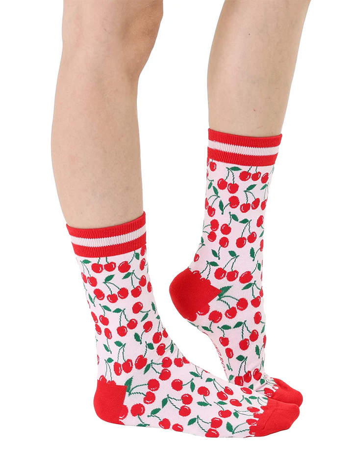 Cherry Womens Bamboo Crew Socks