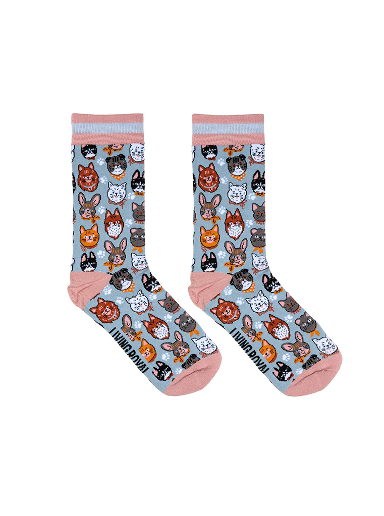 Cat Womens Bamboo Crew Socks