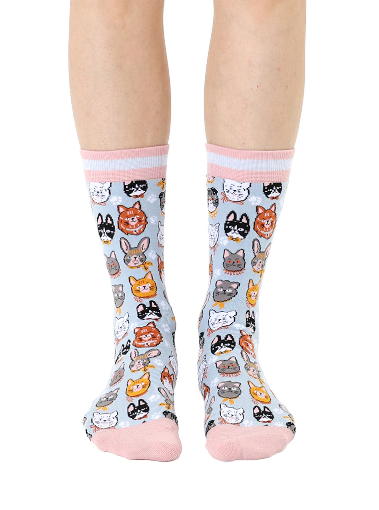 Cat Womens Bamboo Crew Socks