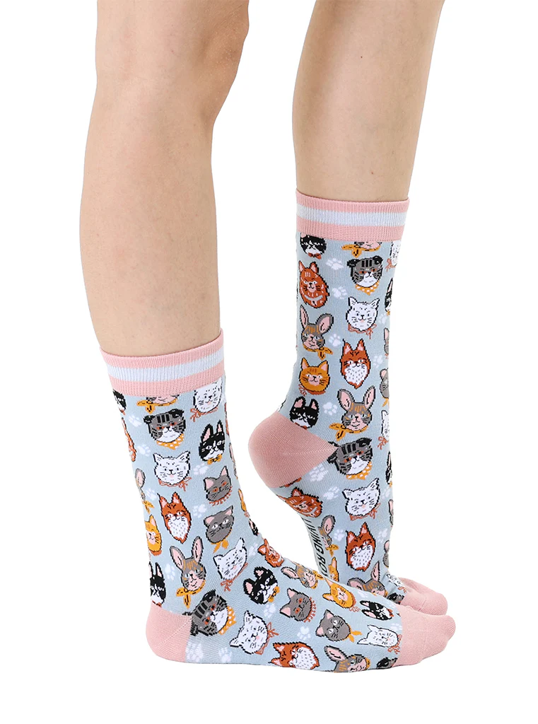 Cat Womens Bamboo Crew Socks