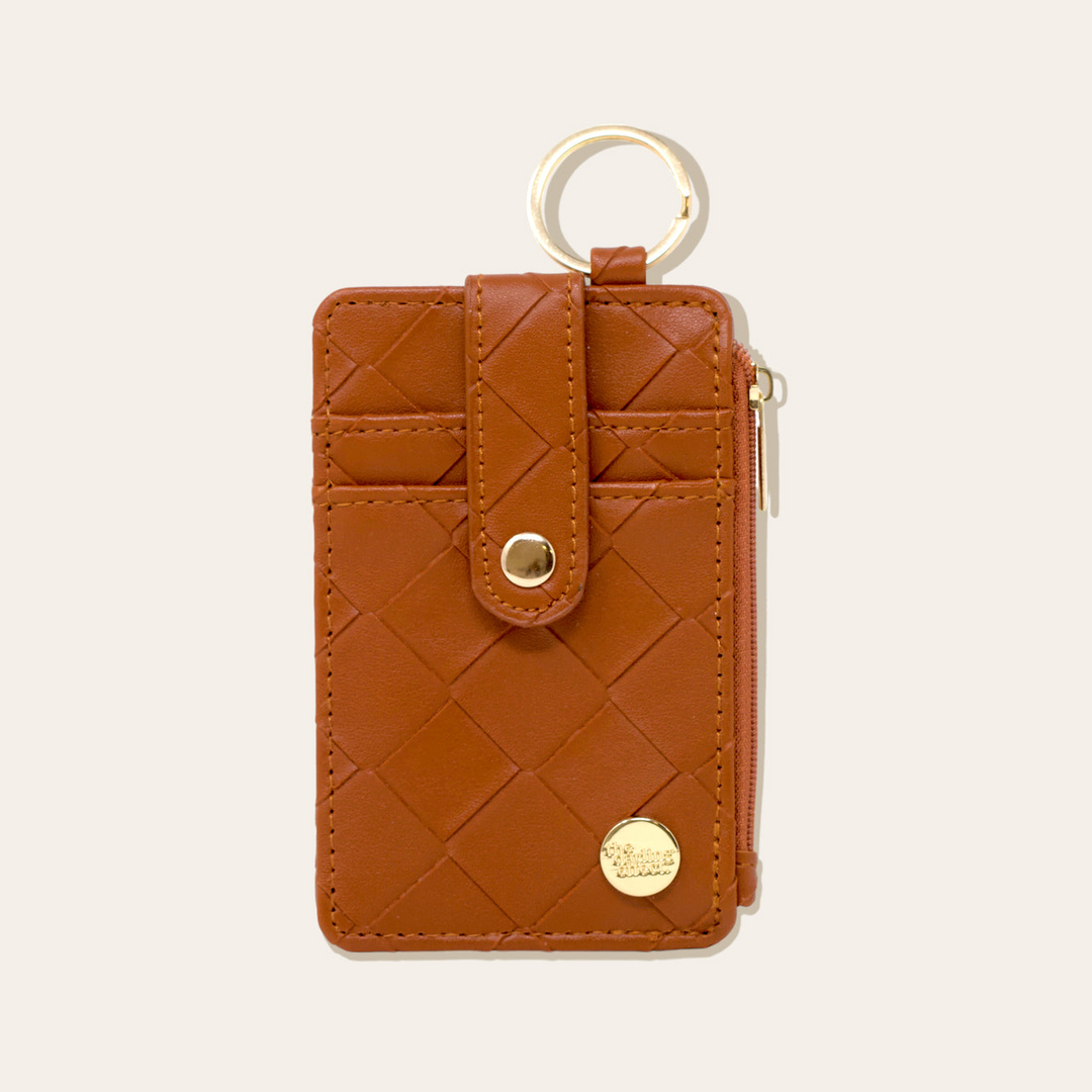 Woven Keychain Wallet - Cognac