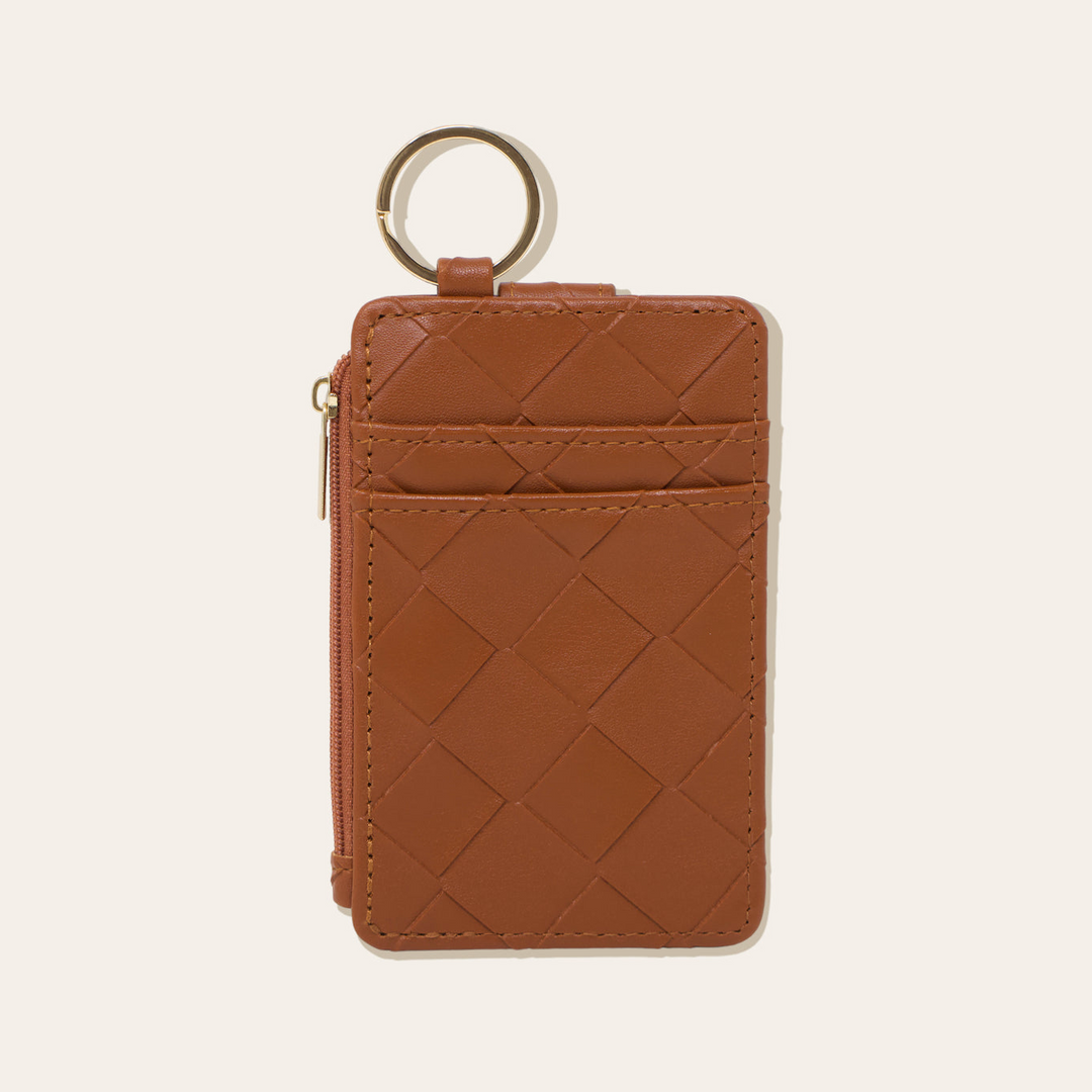 Woven Keychain Wallet - Cognac