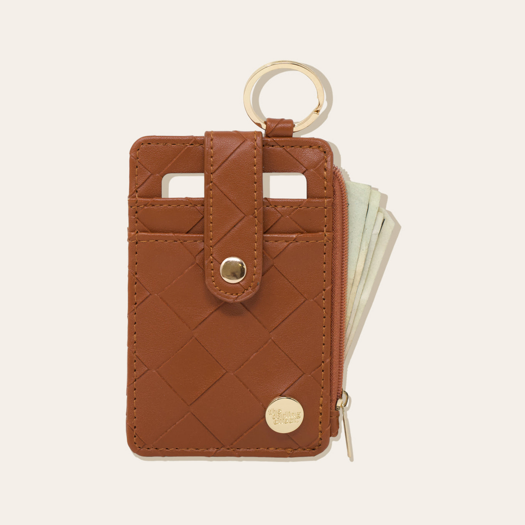 Woven Keychain Wallet - Cognac