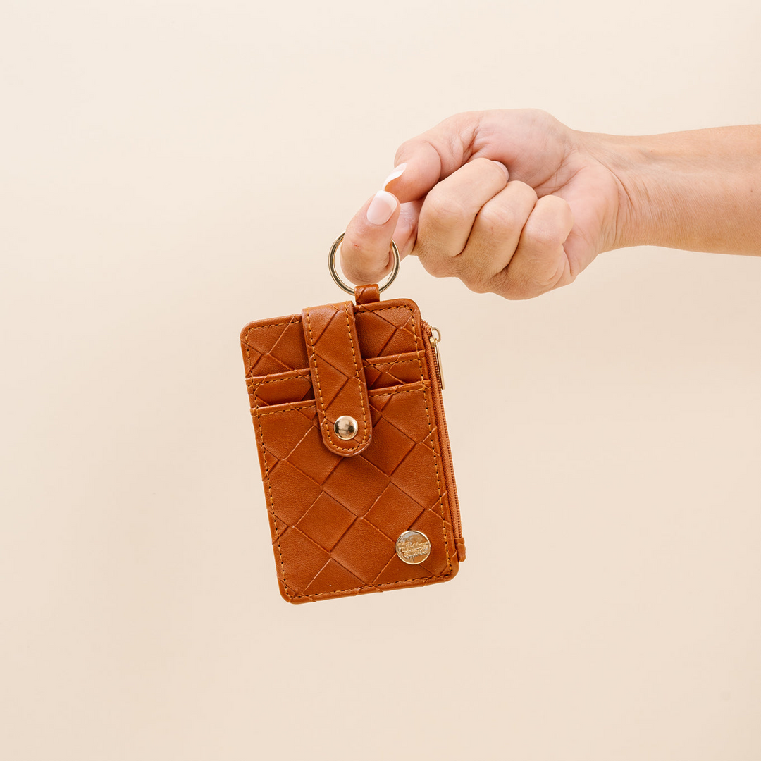 Woven Keychain Wallet - Cognac