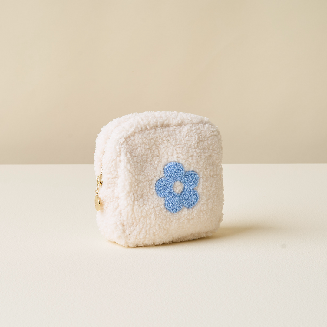 Teddy Pouch Square Flower - Blue