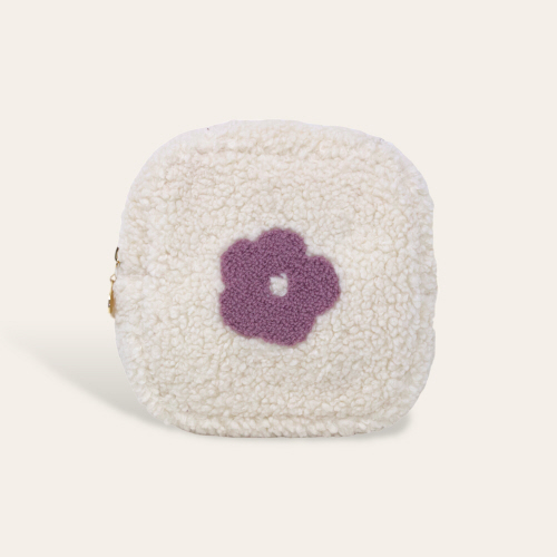 Teddy Pouch Square Flower - Purple