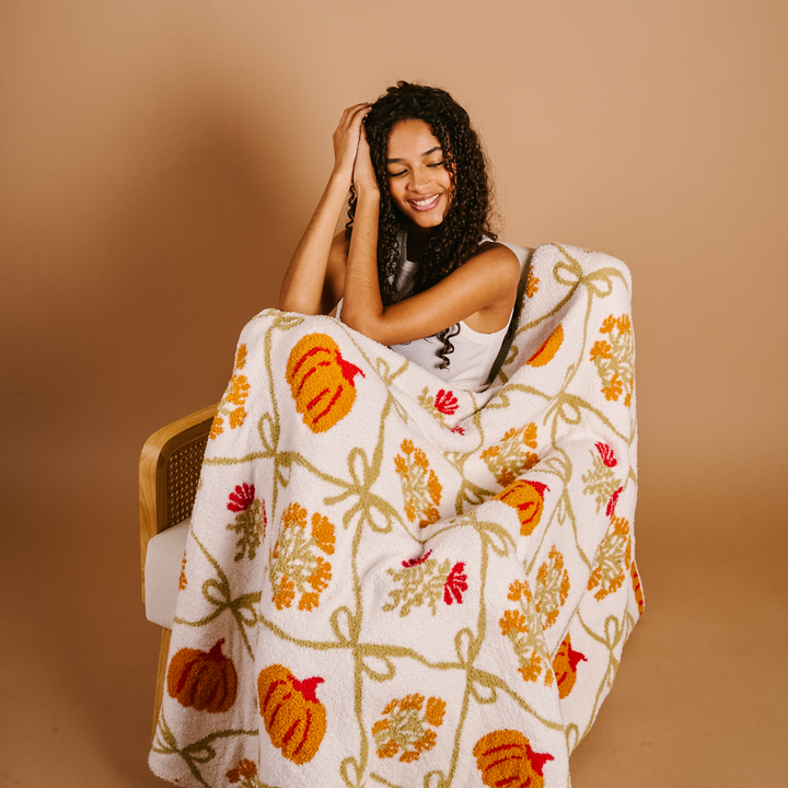 Cozy Dreams Luxe Blanket - Patchwork Pumpkins