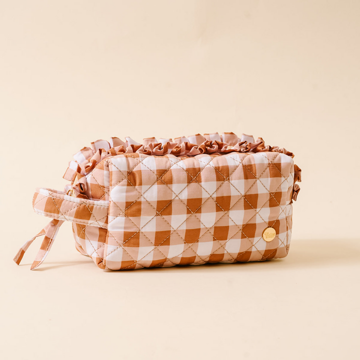 Essentials Quilted Cosmetic Pouch - Maple Gingham