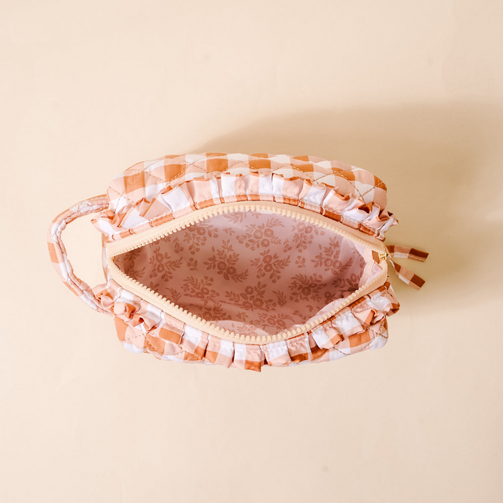 Essentials Quilted Cosmetic Pouch - Maple Gingham