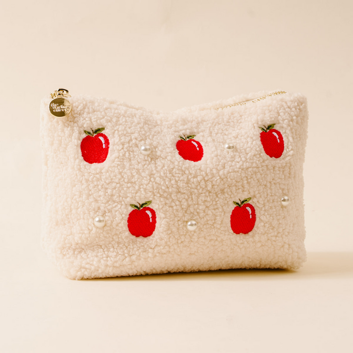 Tan Teddy Pouch - Apples & Pearls