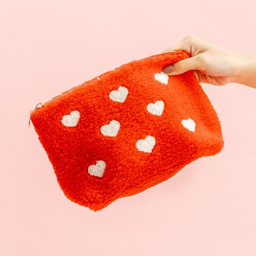 Hearts Teddy Pouch - Red