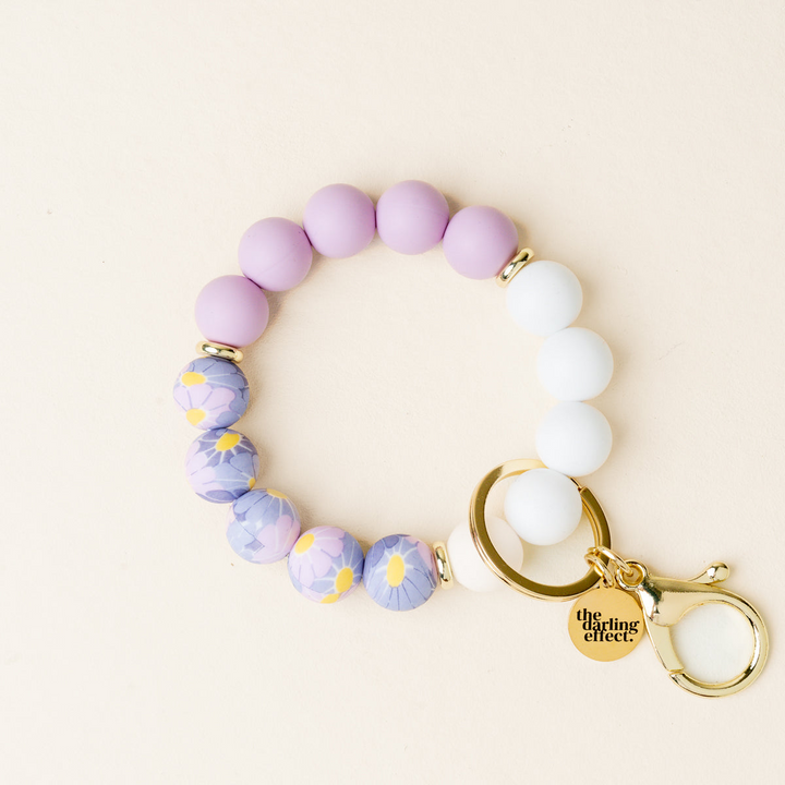 Hands-Free Keychain Wristlet - Lilac Bloom