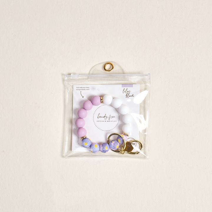 Hands-Free Keychain Wristlet - Lilac Bloom
