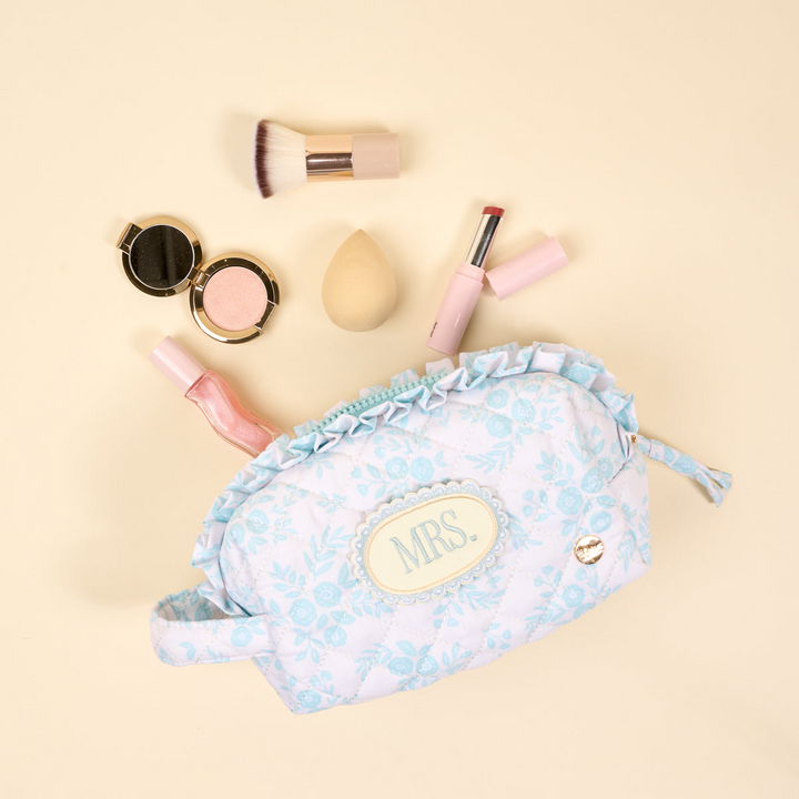 Essentials Quilted Cosmetic Pouch - Mrs. Something Blue