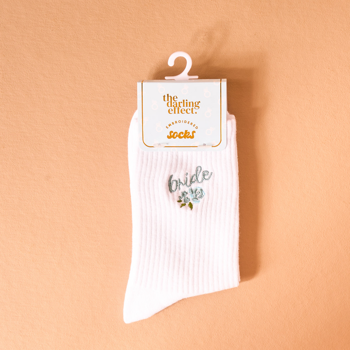 Embroidered Crew Socks - Bride