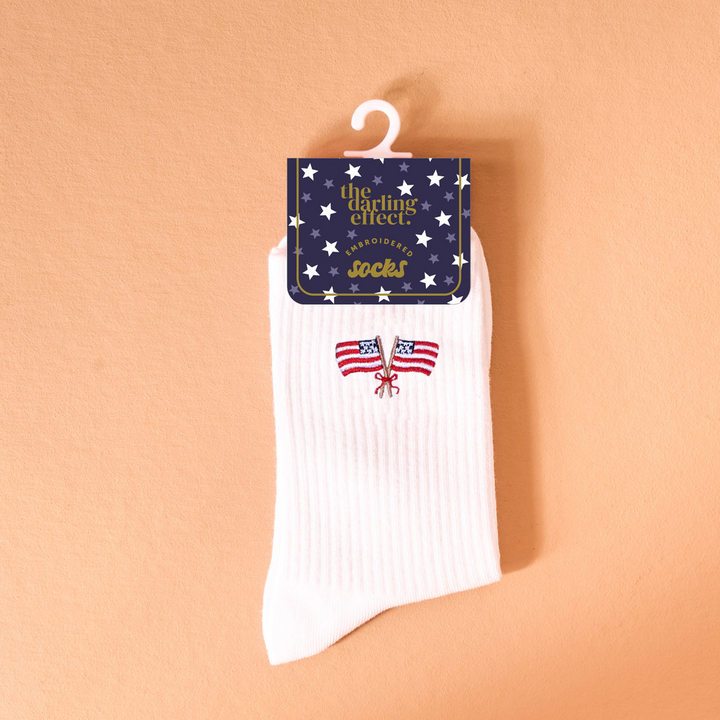 Embroidered Crew Socks - American Flags