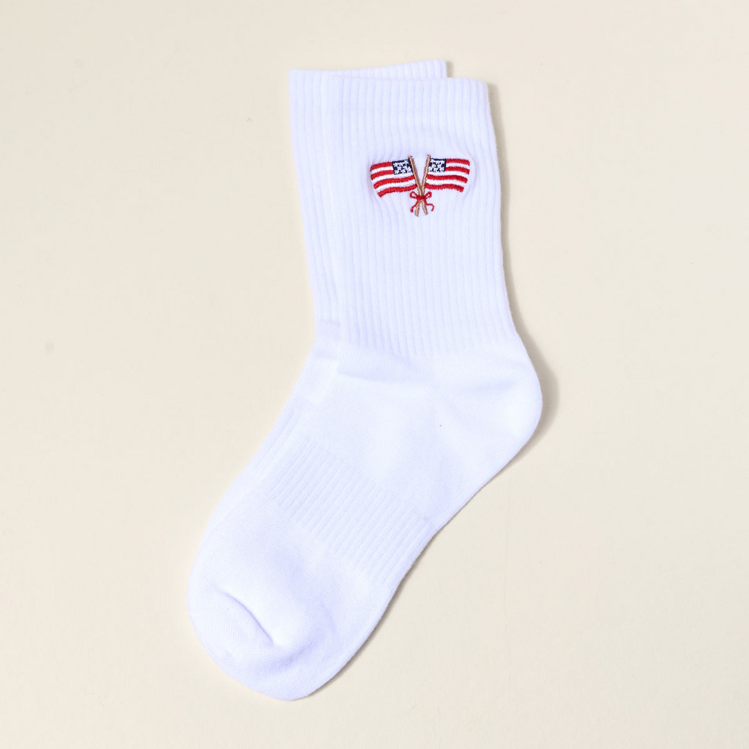 Embroidered Crew Socks - American Flags