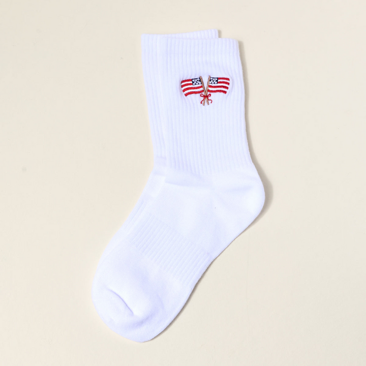 Embroidered Crew Socks - American Flags