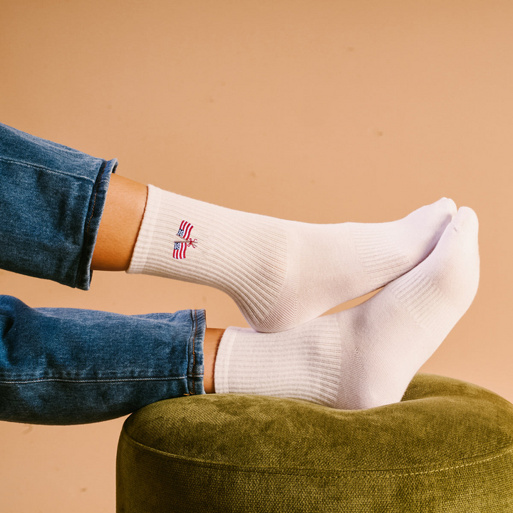 Embroidered Crew Socks - American Flags