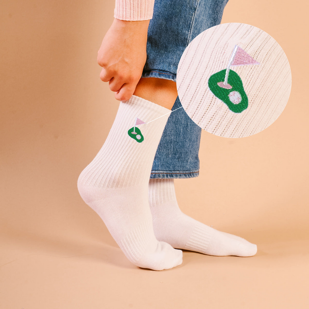Embroidered Crew Socks - Golf