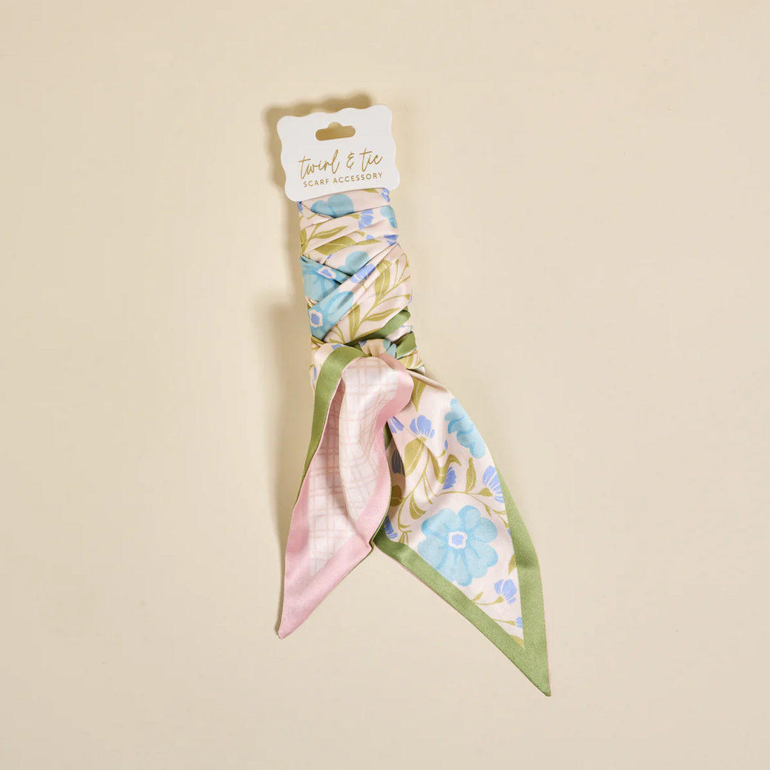 Twirl & Tie Scarf Accessory - Poppin' Petals Aqua