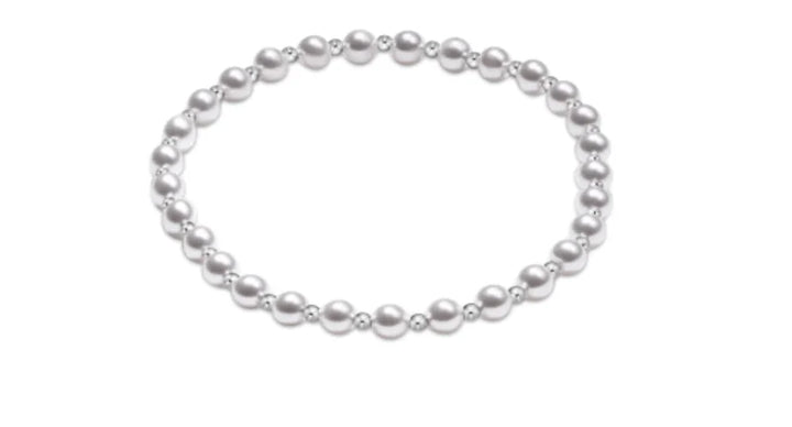 Classic Grateful Pattern Sterling 4mm Bead Bracelet - Pearl