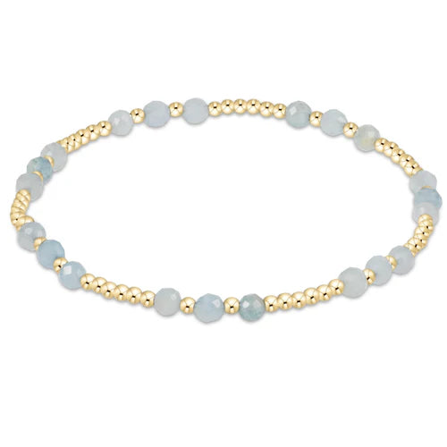 Gemstone Gold Joy Pattern 3mm Bead Bracelet - Aquamarine