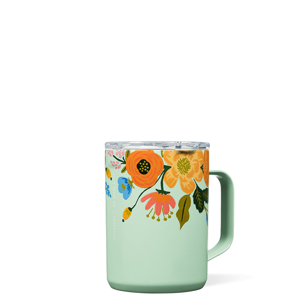 Lively Floral Mint 16 Oz Coffee Mug