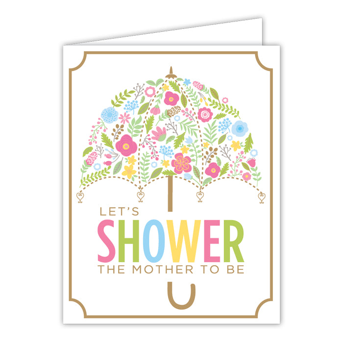 Greeting Card - Let's Shower The Mother To Be Floral Umbrella