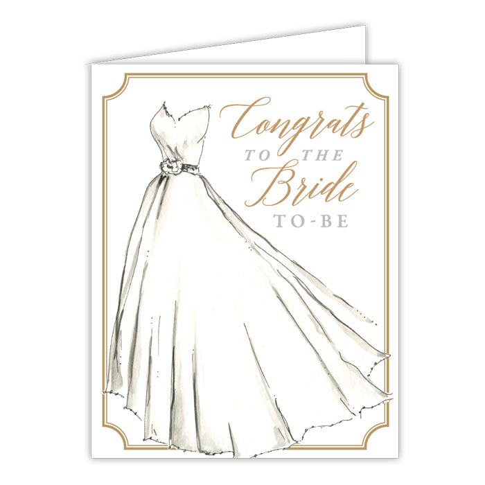 Greeting Card - Congrats To The Bride To Be Wedding Dress Small Folded