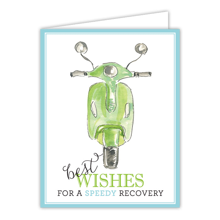 Greeting Card - Best Wishes For A Speedy Recovery Handpainted Vespa