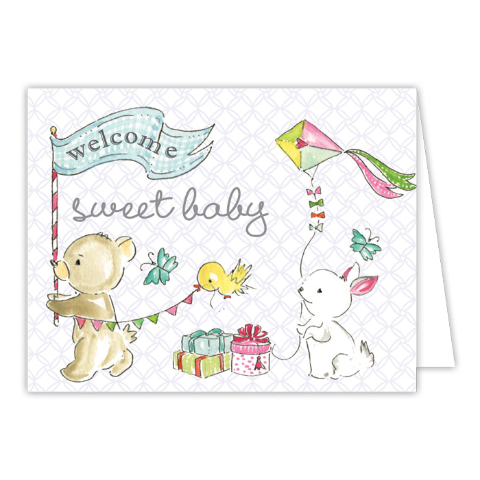 Greeting Card - Welcome Sweet Baby Animal Parade