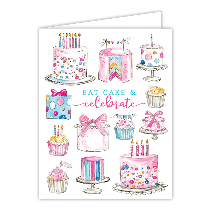 Greeting Card - Eat Cake & Celebrate Handpainted Cake Assortment