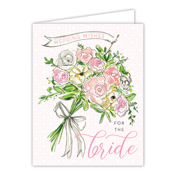 Greeting Card - Wedding Wishes For The Bride Handpainted Floral Bouquet