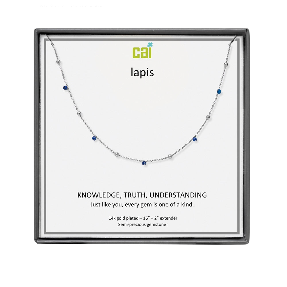 Silver Lapis Satellite Gemstone Necklace