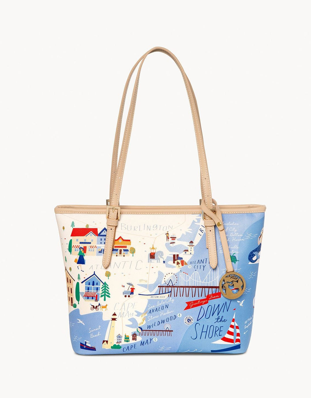 Down the Shore Small Tote with Zipper