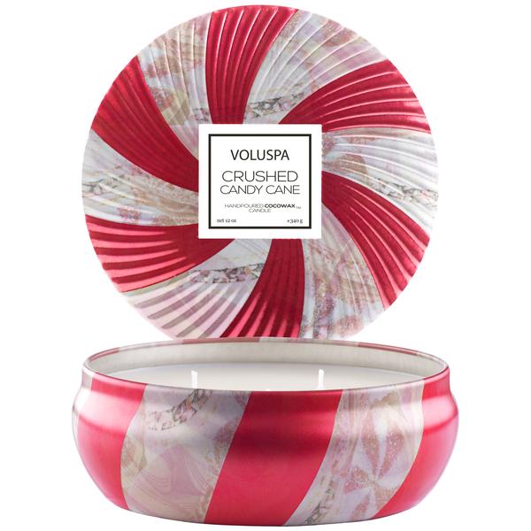 Crushed Candy Cane - 3 Wick Candle In Decorative Tin