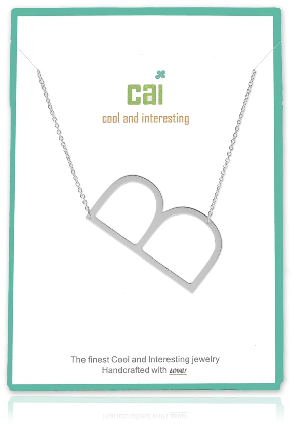 Silver Medium Sideways Initial Necklace