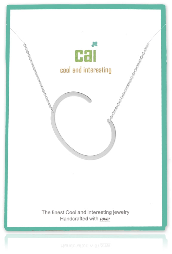 Silver Medium Sideways Initial Necklace