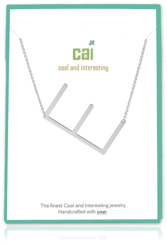 Silver Medium Sideways Initial Necklace