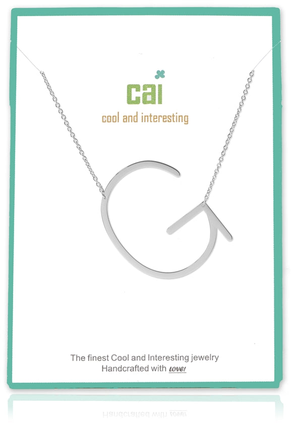 Silver Medium Sideways Initial Necklace