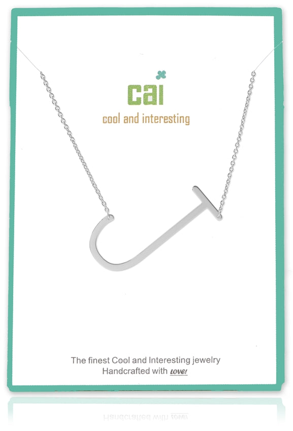 Silver Medium Sideways Initial Necklace