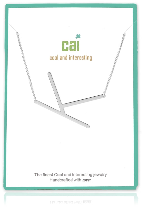 Silver Medium Sideways Initial Necklace