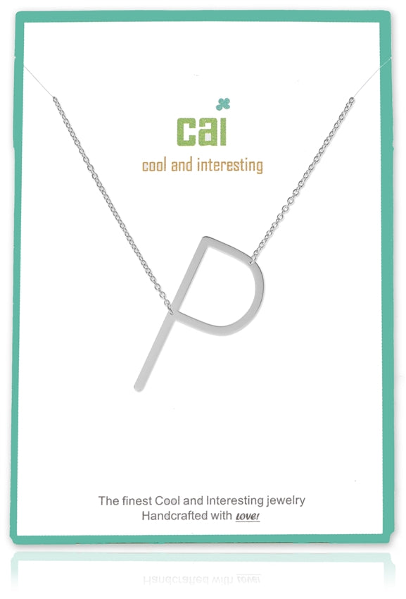 Silver Medium Sideways Initial Necklace