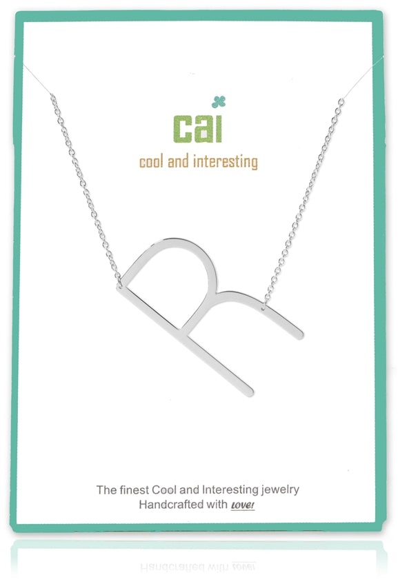 Silver Medium Sideways Initial Necklace