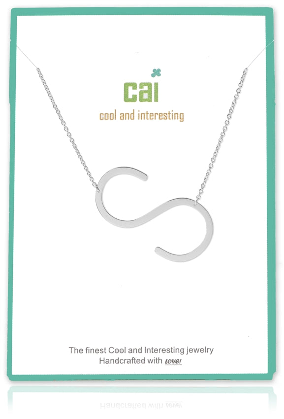 Silver Medium Sideways Initial Necklace