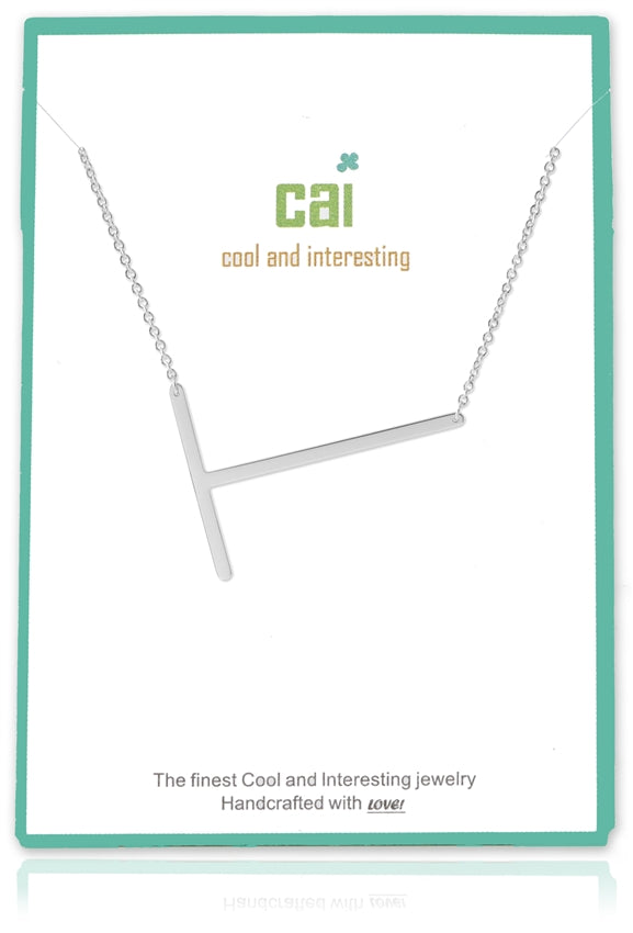 Silver Medium Sideways Initial Necklace