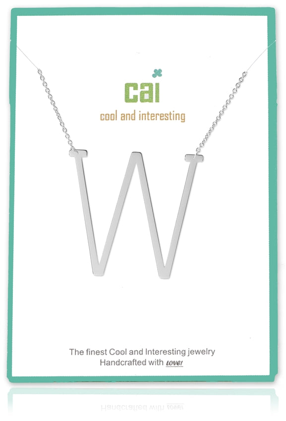 Silver Medium Sideways Initial Necklace