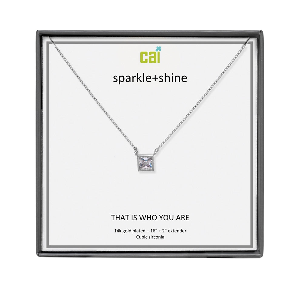 Silver Square Sparkle + Shine Necklace