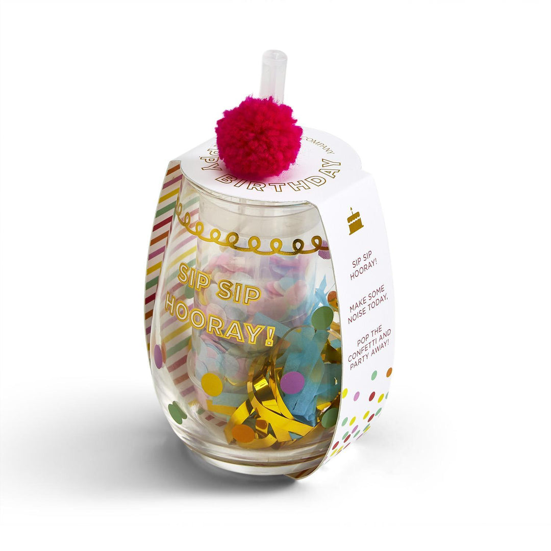 Birthday Stemless Glass With Confetti Popper And Noise Maker